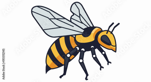 Yellow and Black Striped Wasp Insect Illustration.