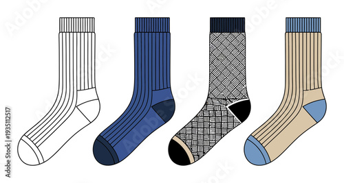 Assorted Socks Vector Illustration Set