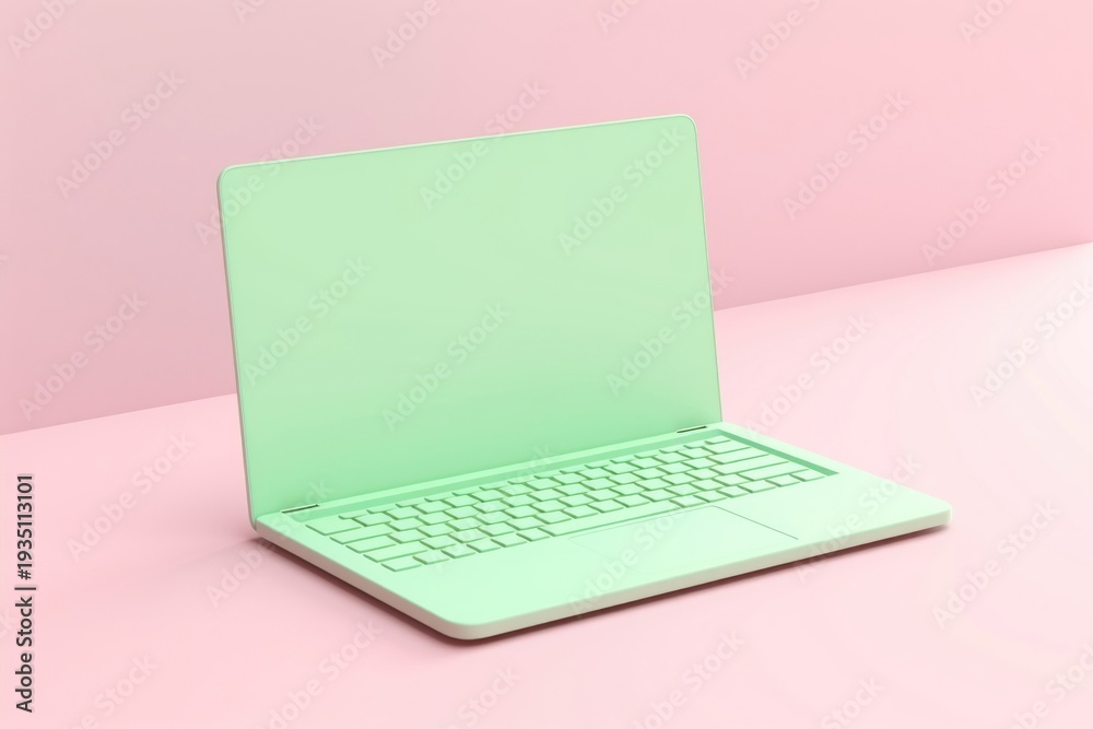 Naklejka premium Green laptop computer electronics technology.