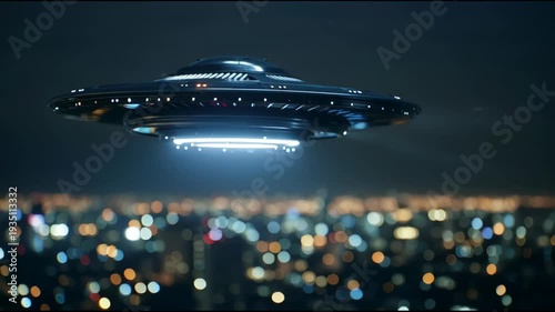 UFO Sightings, Alien Spaceship Flying in Night Sky, Extraterrestrial Life