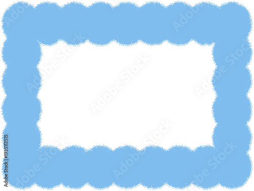 水色のふわふわした「もこもこ」質感の長方形フレーム素材。中央コピースペース付きでメッセージカードやSNS投稿、Webバナーの装飾に使えるベクター背景イラスト/7