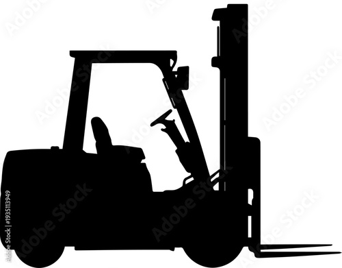 Black Forklift Silhouette Industrial Lift Truck Isolated Vector Graphic