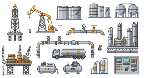 Oil Refinery Equipment and Infrastructure.