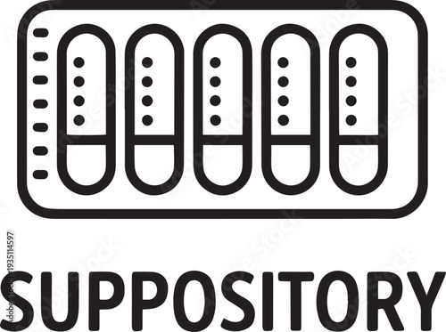 Five white suppository shapes with dotted tips isolated on transparent background