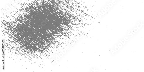 A textured black ink splat creates a grunge paint explosion effect on an old dirty wall surface with a white brush splash pattern and dust vector frame illustration