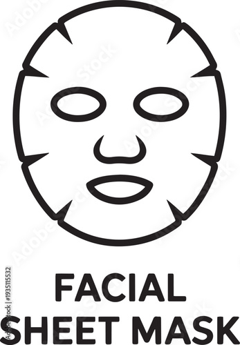 Hand drawn facial sheet mask illustration for skincare and beauty routines