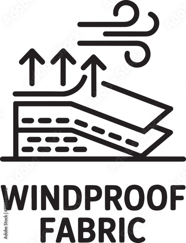 Hand drawn illustration of windproof fabric technology for outdoor gear protection