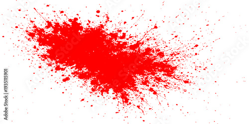 Red paint and ink splashes create a grunge texture with blood-like splatters and drips on a red vector art backdrop for a decorative Christmas pattern design
