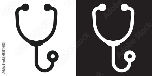 stethoscope silhouette vector, Doctor, stethoscope, medical, device flat icon