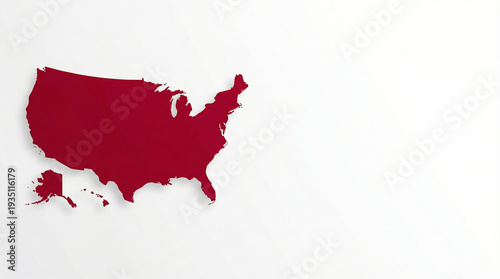 Red United States Map for Graphic Design