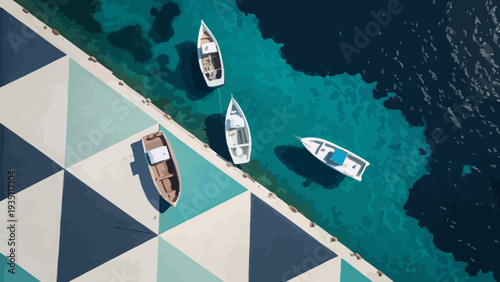 Boats docked at colorful marina on a sunny day