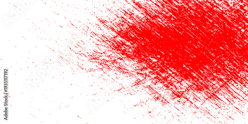 Abstract red grunge background featuring artistic paint splashes and ink splatters with a dirty brush texture on a decorative vector wall pattern