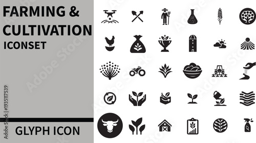 Farming & Cultivation Icon Set – A Comprehensive Collection of Icons for Agriculture, Farming, and Crop Management