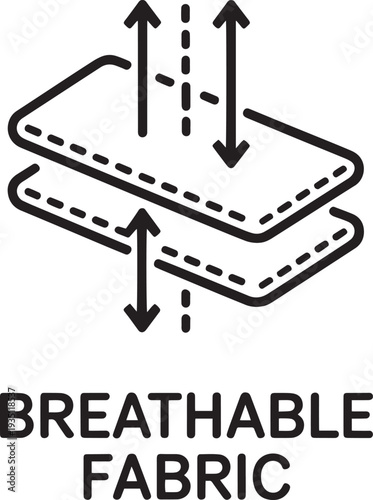 Illustration of breathable fabric layers showing airflow circulation for clothing materials