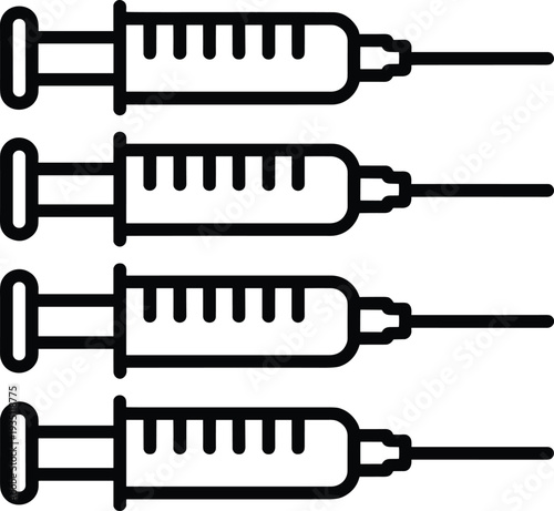 Multiple Syringes Lined Up Medical Equipment Healthcare Injection Icon Graphic