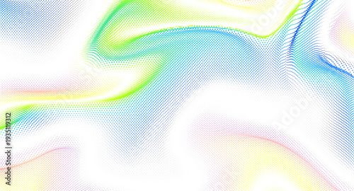 Flowing particles wave pattern, colorful dots isolated on overlay transparent background. Ripple waves effect. Vector in concept of AI technology