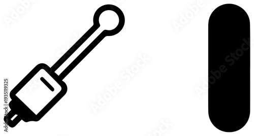 Dew point sensor probe icon and silhouette on white background for industrial use