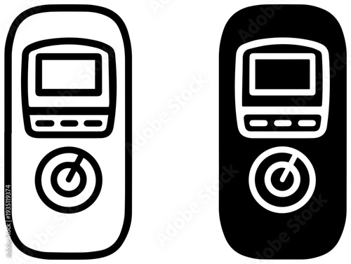 Two handheld light meter icons in black and white for measuring illumination levels
