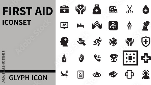 First Aid Icon Set – Essential Icons for Medical Assistance, Emergency Response, and Health Care