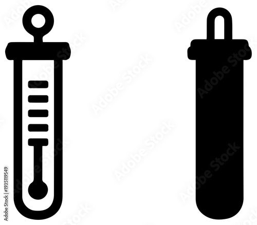 Two black and white icons of a sling psychrometer tool used for measuring humidity and temperature