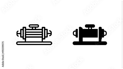 Two black icons of submersible water pumps on white background for industrial use