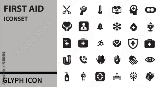 First Aid Icon Set – Essential Icons for Medical Assistance, Emergency Response, and Health Care