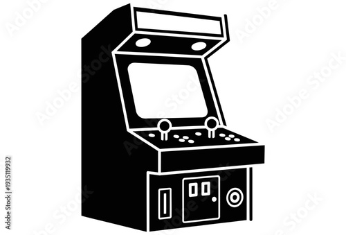 Classic upright arcade game machine silhouette representing retro gaming culture and vintage entertainment, perfect for designs requiring an iconic nostalgic feel from the golden age of video games.