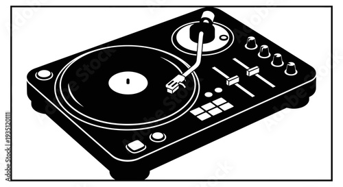 Dj controller with turntable and mixer for professional music mixing and scratching techniques in electronic dance music production.