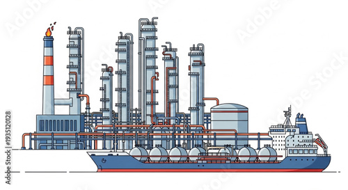Oil Refinery Industrial Complex Illustration.