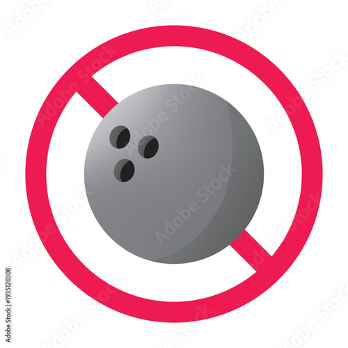 No bowling sign, forbidden bowling sign, bowling game prohibited symbol, do not play bowling symbol, no sports activity sign
