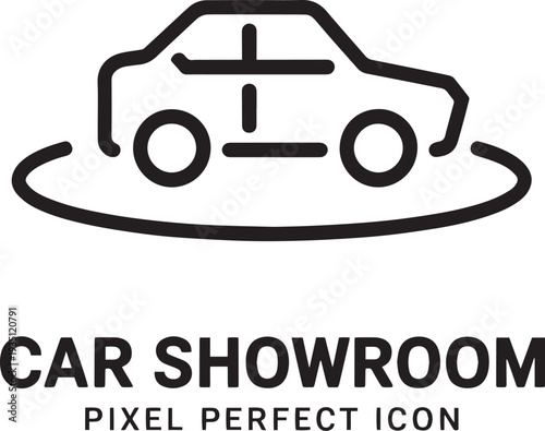 Simple flat design car showroom icon isolated on transparent background