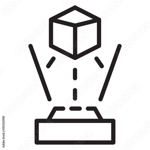 Hologram Projection Vector Line Icon Design