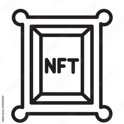 NFT Art Frame Vector Line Icon Design