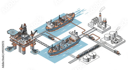 Oil Refinery Industrial Complex Diagram.