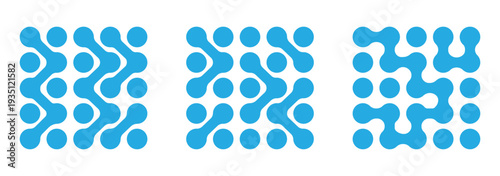 Diagonal metaball connected circles shape. Pattern of blue metaballs icon. Abstract nerve cell dots. vector illustration. Pattern of blue metaballs icon. vector illustration.