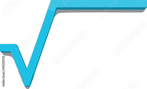 Square root mathematical symbol cyan design with shadow effect, abstract algebra artwork illustration, arithmetic concept graphic, educational decorative learning icon