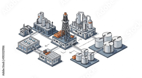 Oil Refinery Industrial Complex Facility.