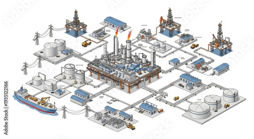 Oil Refinery Industrial Complex Facility.