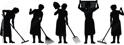 Collection of diverse people silhouettes, men and women standing and walking, casual poses, couple walking, isolated vector figures for design,