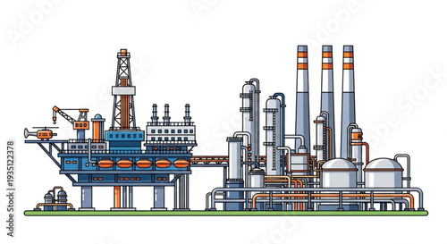 Oil Refinery Industrial Complex Facility.