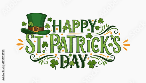Happy St. Patrick's Day greeting with shamrocks
