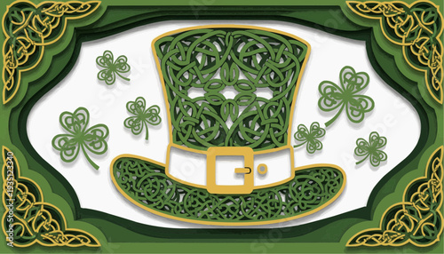 St. Patrick's Day hat with shamrocks and Celtic design