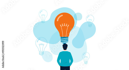 Person with bright idea light bulb creative thinking inspiration