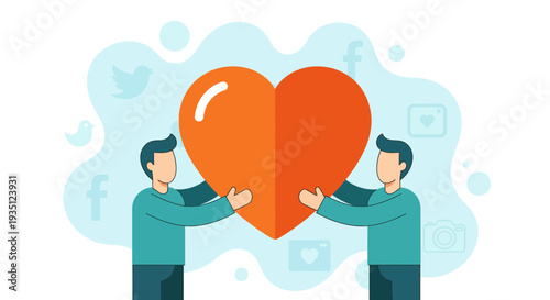 Social Media Connection and Love Heart Sharing