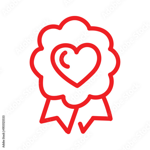 Approved seal certification badge, premium quality outline icons. Line signs badge, medallion rosette with checkmark and ribbon. Vector isolated pictograms for web on white background editable stroke.