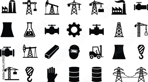 Industrial equipment and machinery icons