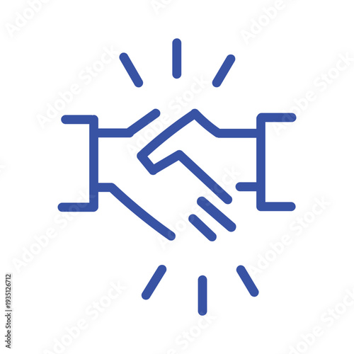 Handshake, partnership deal, corporate trust contract thin outline icon. Minimalist line sign two hands in hand shake. Vector isolated pictogram perfect for web and app or infographic editable stroke.