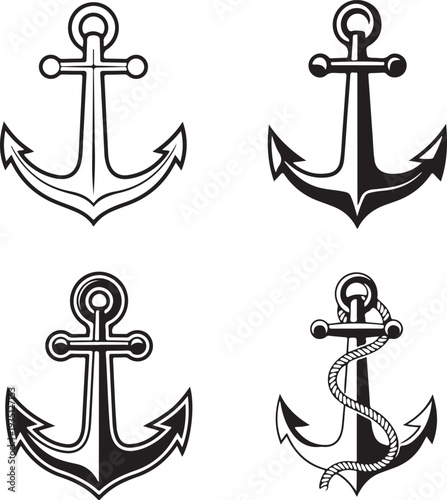 anchor symbols set vector illustration