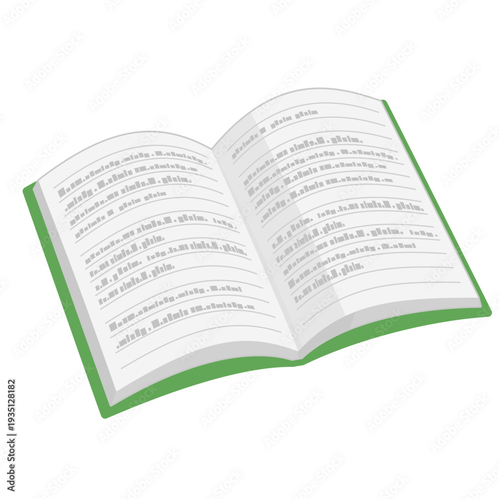 Obraz premium 斜めから見た、シンプルな開いたノートのイラスト 文字あり カラー 線なし