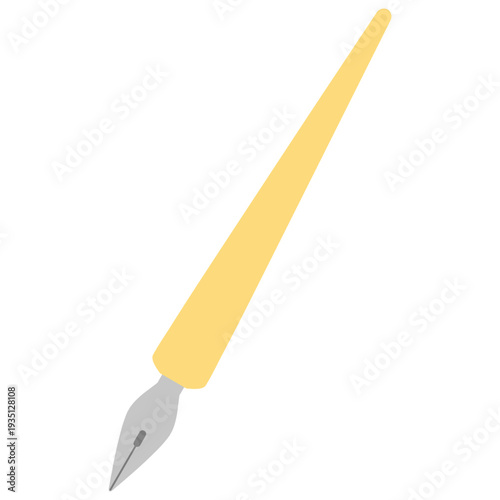 黄色い軸のつけペンのイラスト カブラペン 線なし